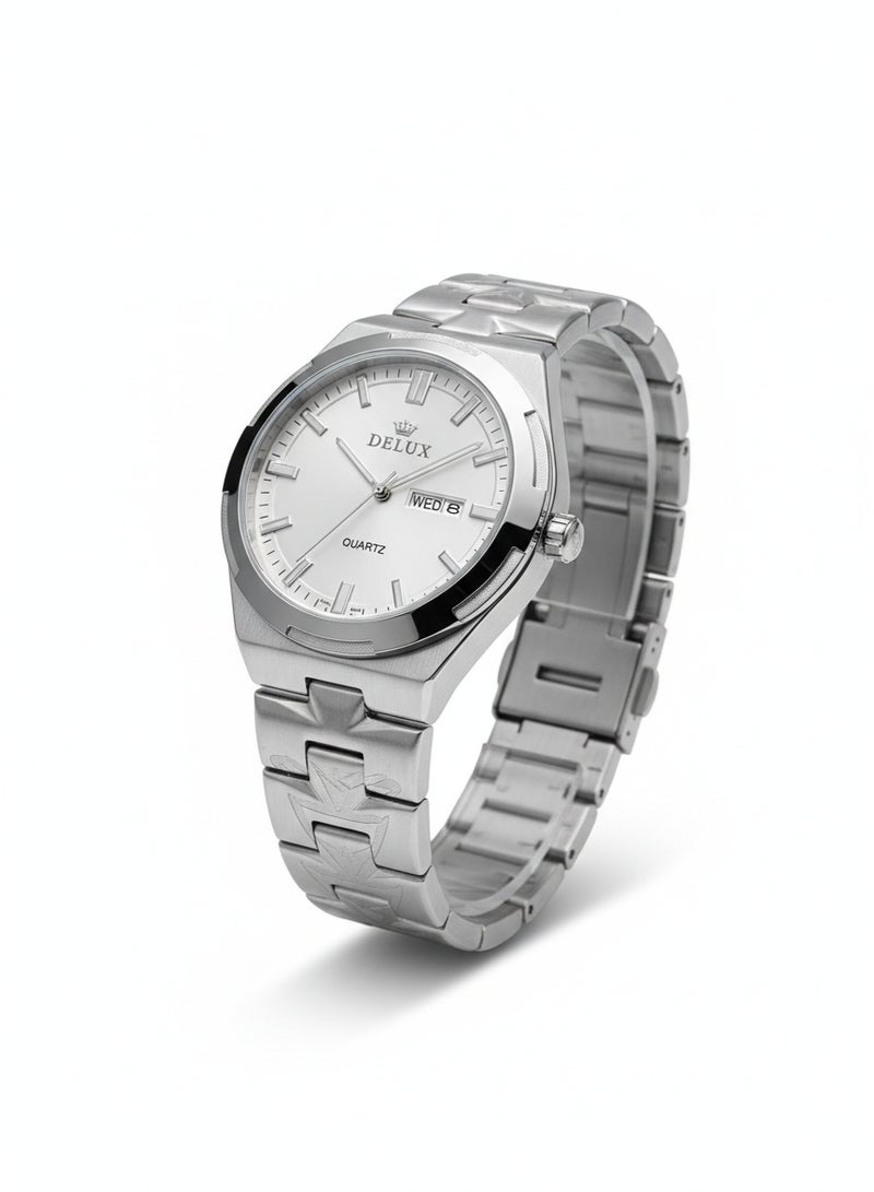 ديلوكس ساعة ديلوكس رجالية كوارتز من الفولاذ المقاوم للصدأ مع عرض اليوم والتاريخ - Image 4